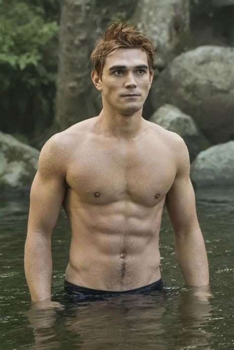 Can’t look away from KJ Apa in the thriller Songbird (2020). Especially noteworthy is the scene in which this New Zealand actor was taking a shower right outdoors. Soapy water ran down KJ Apa’s nude body, lingering on his awesome ass. Wow, his strong arms and pumped back looked great!